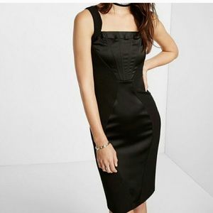 BRAND NEW black Express satin insert corset dress